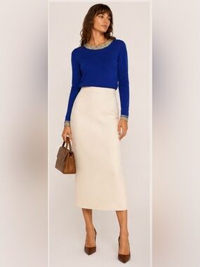 Missoni Royal Blue Cashmere Knit Top with Multicolor Trim